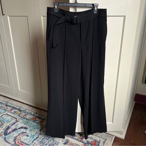 Banana Republic Wide-Leg Pintuck Trousers high rise size 10 Black Belted